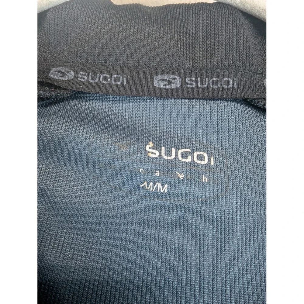 SUGOI Hotshot 3 Cycling Jersey Mens M Full Zip Long Sleeve Blue Black Pockets